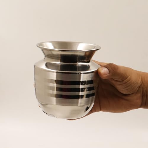 Image of Stainless Steel Lota|Kalash|Sombu|Theertha Sembu | Vessel |Jug | Karwachauth | Diwali | Mandir Wedding|Kamandal|Gangajal|Water Gangotri|Chambu[Weight:135g Capacity:420ml]-SS thirupur Sombu