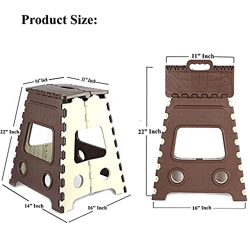 SANWALSA 18 Inch Folding Step Stool, Brown - Image 4