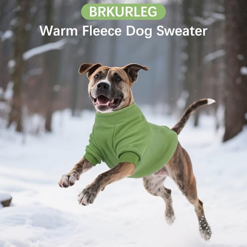 Image of BRKURLEG Dog Sweater, Warm Fleece Dog Winter Coat, Green, XL
