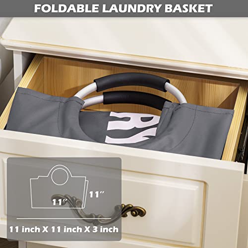 100L Large Laundry Hampers With Handles, Collapsible Tall Clothes Baskets, Washing Bag For Bathroom, Bedrooms, College Dorm (Grey) #TOP6