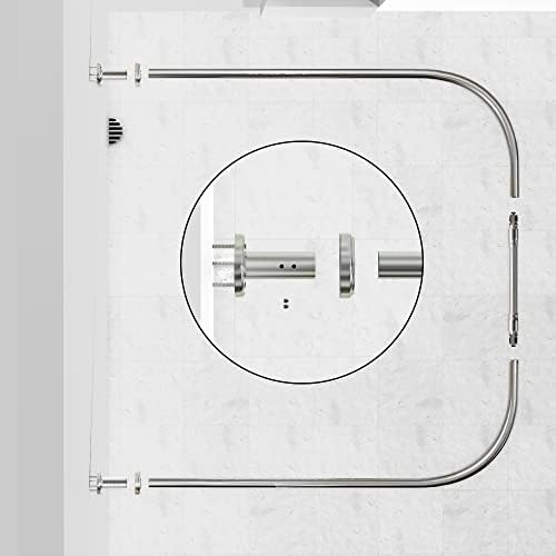 U Shaped Shower Curtain Rod Half-Oval Rail No Drilling Telescopic Shower Curtain Rod with Shower Hooks 36.2"x(32.3"-48")x36.2"/92*(82-122)*92cm