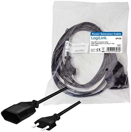 Logilink CP122 Przewód Elektryczny Typu Euro, Czarny, 1 m