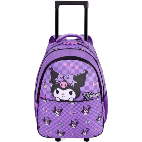 Get Trend Disney Frozen | Hello Kitty Girls 2 em 1 bolsa com rodinhas, Kuromi roxo/preto, 18.1x13x6.7inch, Mochila Trolley