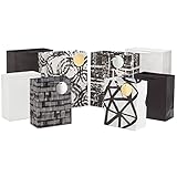 Hallmark Assorted Black and White Gift Bags (8 Bags: 4 Medium 9', 4 Large 13') for Weddings, Graduations, Retirements, Valentine's Day, Halloween