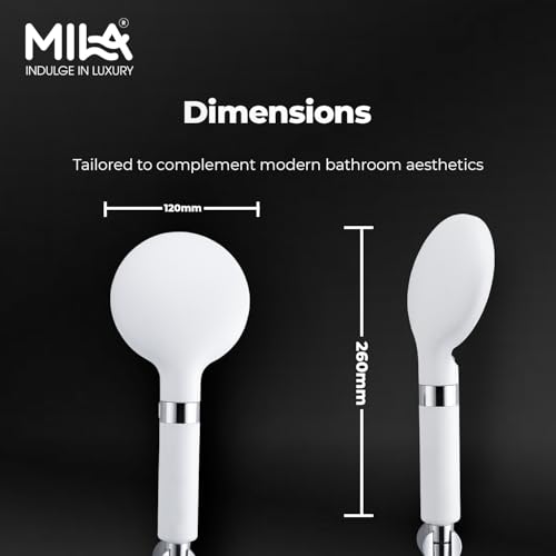 Image of Mila Blanc 3-Function Hand Shower with Filter | Rain, Massage & Mist Spray Modes | Matt White Finish | ModernDesign | Includes Hose (1.5m), Bracket & Installation Kit (120 * 260mm)