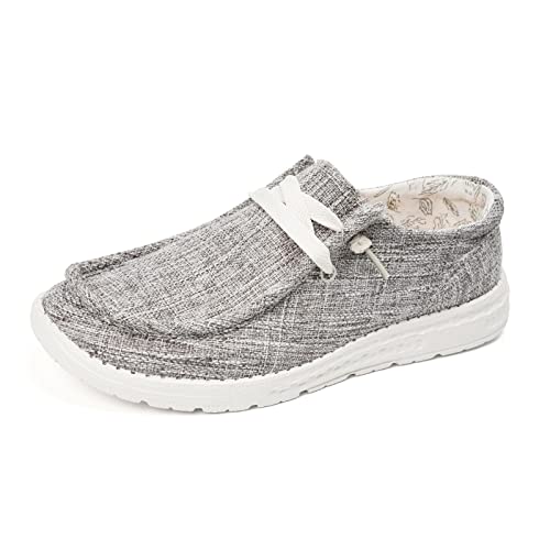 Image of Women's Canvas Loafers, Comfortable Slip-On Walking Shoes | Breathable Fabric Upper, Flexible Boat-Shoe Styling, Easy On and Off for Errands, Travel, Commuting and Everyday Wear
