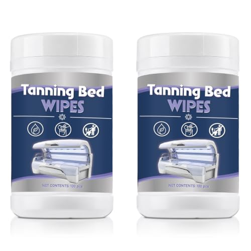 Dansib 2 Pack Tanning Bed Wipes Cleaning Supplies Canister of Cleaning Wipes Sunbed Cleaner for Tanning Salon Home Spa Prevention All Purpose Surface Clean Care Equipment Maintenance, 200 Count