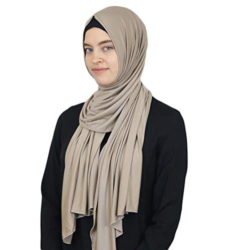 Modefa Women's Turkish Islamic Premium Jersey Hijab Shawl Wrap Scarf (Mink)