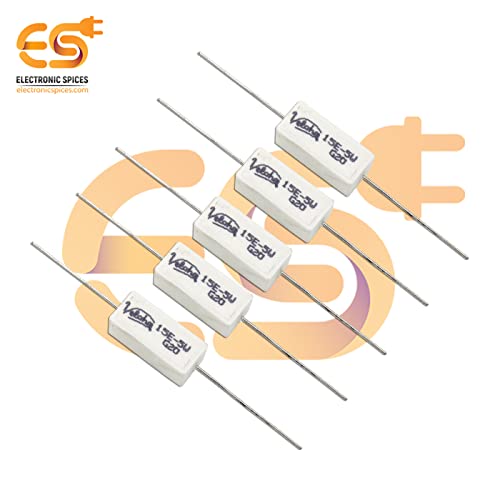 Image of 15 Ohm (Ω) 5 Watt Fusible Ceramic Cement Power Resistor Pack of 5pcs