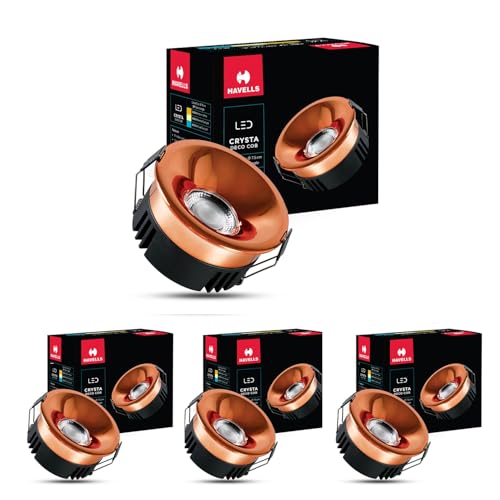 Image of Havells Crysta Deco Cob 7W 4K Rose Gold,Led-Spotlights,Energy Efficient,Long Life of 25000 Burning Hours,Beam Angle of 36,Metal Body Cob with Independent Driver,Natural Daylight (4000K) Pack of 4