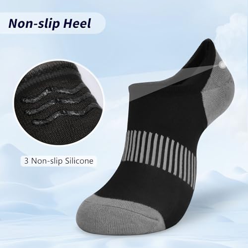 Image of No Show Socks Womens Cotton Low Cut Non Slip Ankle Socks Invisible Casual Short Socks Size 6-11(3 pairs-Black+White+Grey)
