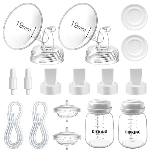 DIFKING Pump Parts Compatible with Spectra S2 S1 9 Plus Synergy Gold for Spectra Breast Pump Parts Replacement Kit Accessory 19mm Flange Duckbill Valve Tubing Bottle Connector Backflow Protector