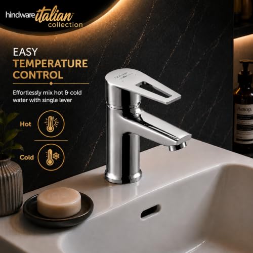 Image of Hindware Italian Collection Aspiro Range F570011CP Single Lever Basin Mixer | Made of Brass | Mirror-Like Finish