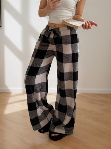 Image of VCM Leopard Print Pants Y2k High Waisted Baggy Trousers Drawstring Fluffy Cheetah Fuzzy Pajama Sleepwear