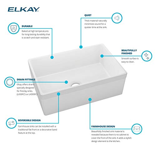 Elkay Fireclay Swuf28179Wh Single Bowl Farmhouse Sink , White , 30 Inch #TOP4