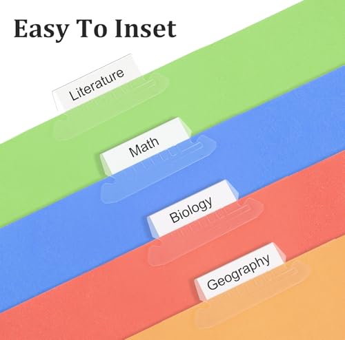 Abas de pasta de arquivo, 60 + 60 conjuntos de abas transparentes para pastas suspensas com inserçõe