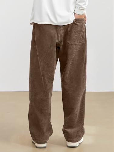 Image of JMIERR Mens Corduroy Pants Wide Leg Baggy Sweatpants | Loose Fit Joggers, Elastic Waist Drawstring, Casual Sweatpants, Vintage Pants, Fall Winter Fashion, Streetwear