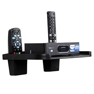 Digway Plastic Set Top Box Stand with Double Remote Holder(Black)- Pack of 1
