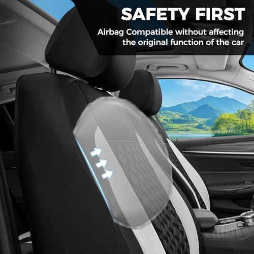 Image of FLORICH Seat Covers, Front Seat Covers 2 PCs, Automotive Seat Cover for Cars, Luxury Leather Universal Seat Cover Accessories Fit for Most Cars SUV Truck Sedans(White)