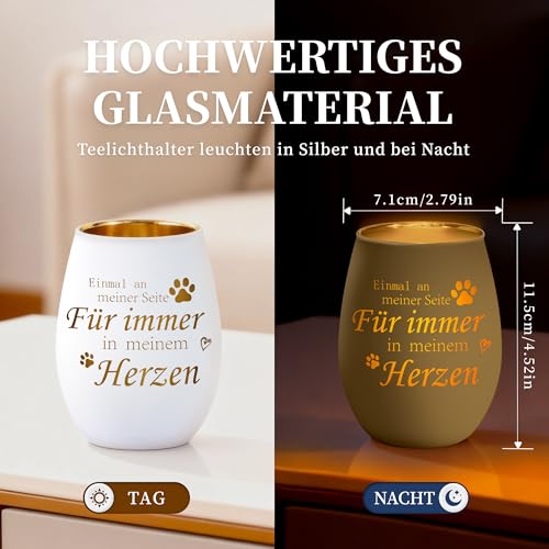 OHIYO Trauerlicht mit Gravur, Trauergeschenk für Tierbesitzer, Haustier Denkmal Kerzenhalter als Trost Geschenk für Tierbesitzer, Trauer Deko Windlicht & Grablicht für Hunde & Katzen