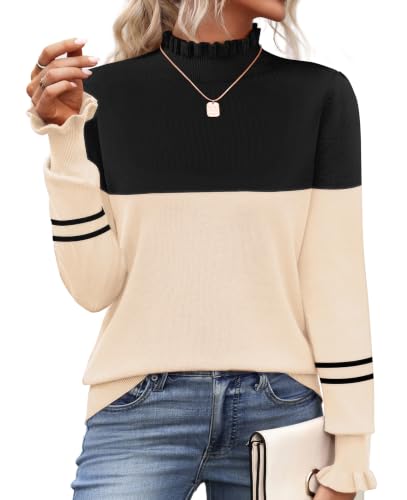 Women's Ruffle Turtleneck Knit Sweater