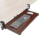 Zontera Ergonomic Keyboard Tray Under Desk, Pull Out with Adjustable C-clamp, 25.6 (31.5 Including Clamps) x 11.8 Inch Slide Out Computer Keyboard Drawer Mouse Tray for Typing, Large & Walnut