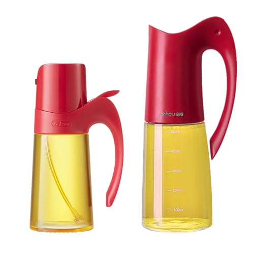 Ankou Oil Dispenser for Kitchen, Glass Olive Bottle, 20oz/580ml Oil Dispenser Spray Bottle with Auto Flip Cap & 10oz/300ml, Leakproof Bottles for Cooking, Kitchen, Salad, BBQ