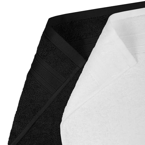 Image of MYTRIDENT Soft Comfort Air Rich Towel 100% Cotton Hand Towel for Daily use, 500 GSM Highly Absorbent Towels for Men /Women, 4Pc Hand Towel Set (41 cm X 66 cm), Black and White