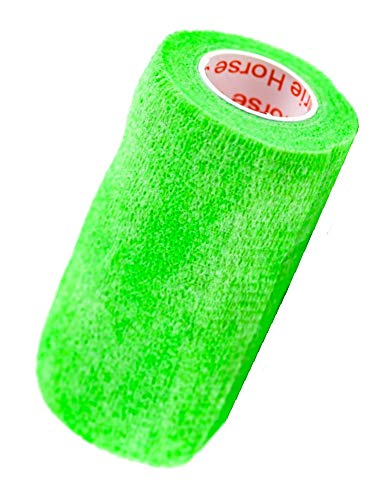 Image of Vet Wrap Tape (Neon Green) (2 Pack) (4 Inch x 15 feet) Self Adhesive Adherent Adhering Cohesive Flex Self Stick Bandage Grip Roll Dog Cat Pet Horse