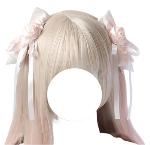 [トクとユウ] ゆめかわいい ゴスロリ 髪飾り 2点セット 女の子 バレッタ 薔薇 ヘアアクセサリー 森ガール 花 リボン お人形 おしゃれ 蝶結び 超可愛い コスプレ系 ガールズ イベント 通学 (ベージュ)