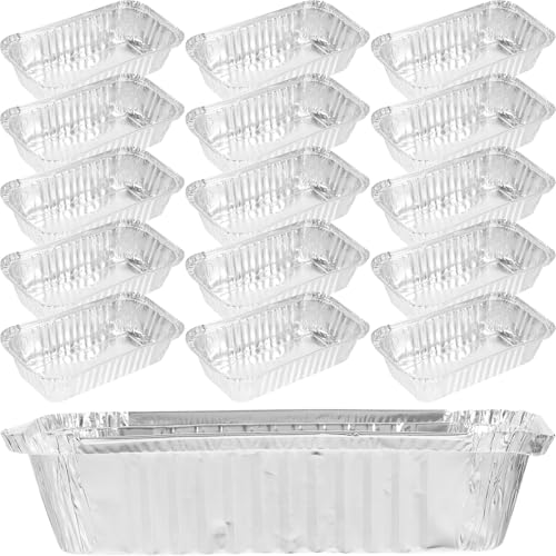 DIYEAH 50 piezas Bandejas de Aluminio para Alimentos Resistentes Altas Temperaturas Desechables para Barbacoa Horno Refrigerador y Fiestas Caja Práctica para Cocinar y Hornear