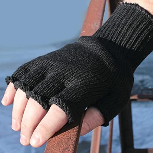 DOVORTEX fingerless gloves for men and women winter knitted mens