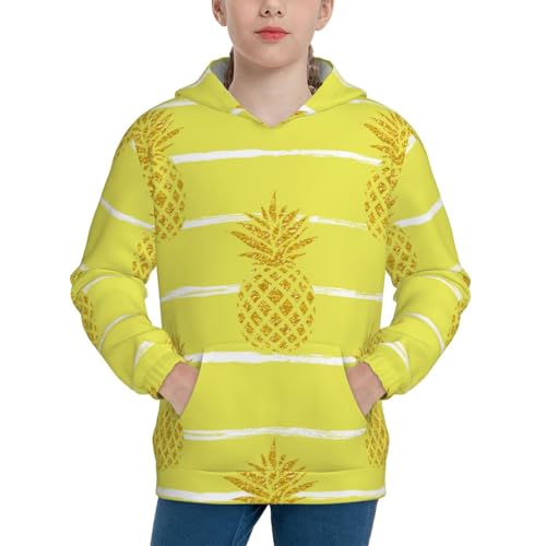 Gold Pineapple Kid Hoodies Boys Sweatshirts Girls Pullover with Pocket