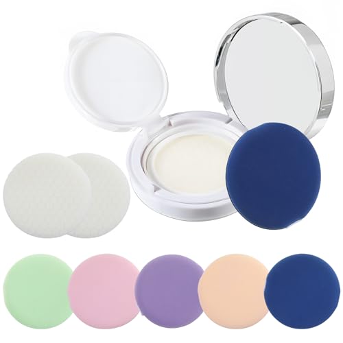 9PCS 0.5oz Silver Empty Luxurious Air Cushion Puff Box with Sponge Puff and Mirror Bb Cream Container Portable Make-Up Powder Container Case Dressing Case Powder Box