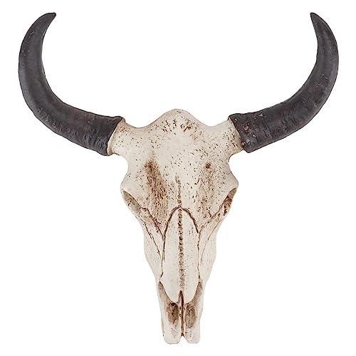 Cow Skull Decor Longhorn Skull Figurines Bull Skull Wall Decor Realistic Cow Skull Statue Resin Animal Skull Wall Decor Bull Head Long Horn Skull Head Halloween Haing Art Home Wall Decor (Cow Head)
