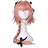 ColorGround Long Braided Prestyled Pink with White Cosplay Wig and 3 Black Bowknot