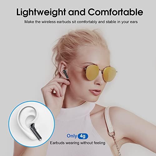 Wireless Earbuds, Mini Bluetooth 5.3 Headphones HiFi Stereo, Wireless Earphones with ENC Noise Cancelling Mic, Touch Control, Type-C Charging, IPX7 Waterproof in Ear Wireless Headphones LED Display