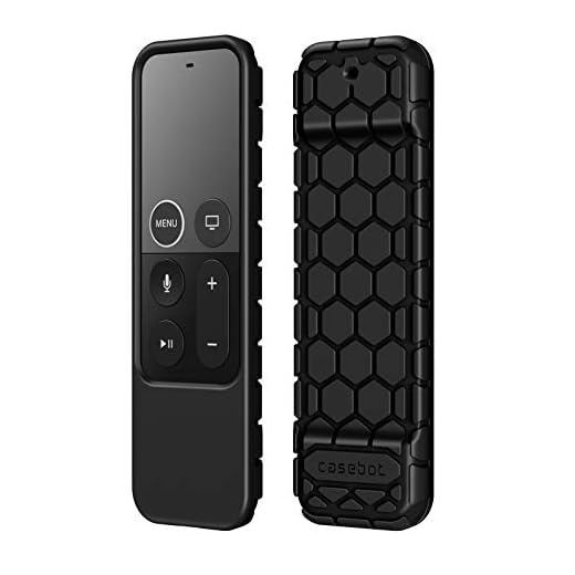 Fintie Protective Case for Apple TV 4K 5th, 4th Gen Remote - CaseBot (Honey Comb Series) Lightweight (Anti Slip) Shock Proof Silicone Cover for Apple TV Siri Remote Controller, Black
