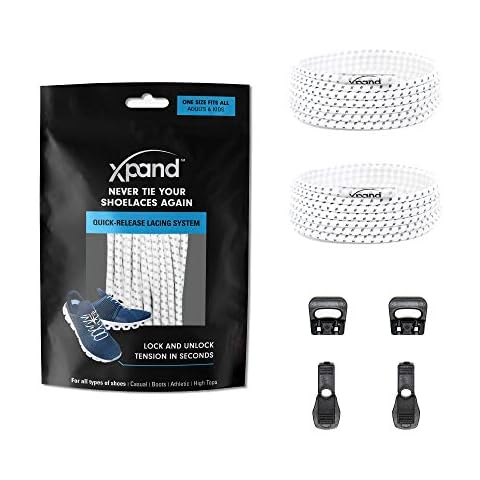 Xpand Round Lacing. Elastic No Tie Shoelaces - Quick Release Tension Control - One Size Fits All Adult and Kids Shoes Cover