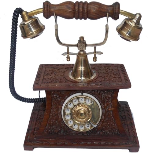Téléphone à cadran rotatif cadeau vintage d'exception en bois