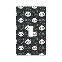 Cute Panda Leaves Print Light Switch Cover Plate, 1- Gang Standard Size 4.5\" x 2.76\", Decorative Toggle Wall Plate Covers, Unbreakable Polycarbonate Thermoplastic