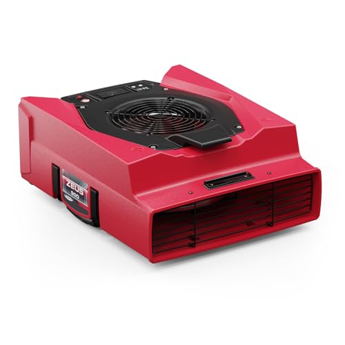 ALORAIR Air Mover,1/4 HP 950 CFM Floor Blower Fan with Dual GFCI Outlets, 4 Speeds, 5 Blower Angles & Daisy Chain - Ideal for Carpet Floor Dryer and Water Damage Restoration (Zeus 900 Red)