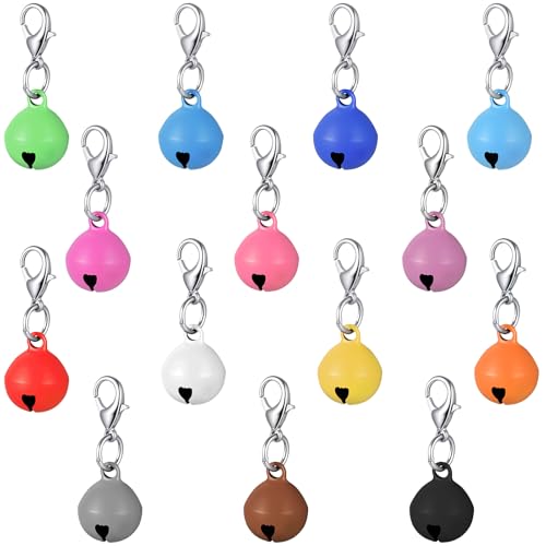 BOHUIZ 14 Pack Pet Bells for Dog Cat, Charms Colourful Pet Small Bells with Clasps, Round Bell with Loud Crisp Sound, Bell Pets Collar Accessories for Collars Stainless Steel Keychain for Pets