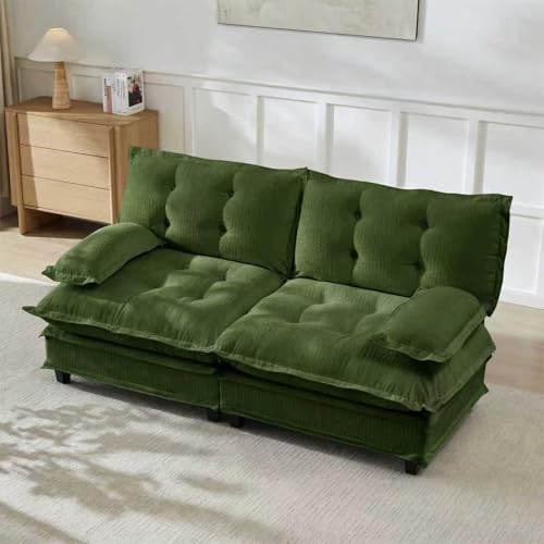 Image of 77 inch Loveseat, Sectional Couches for Living Room, Green 2 Seater Modern Chenille Deep Seat Sofa Set, Salas para Casa, High Back Love Seat Couches, Cloud Modular Sectional Sets