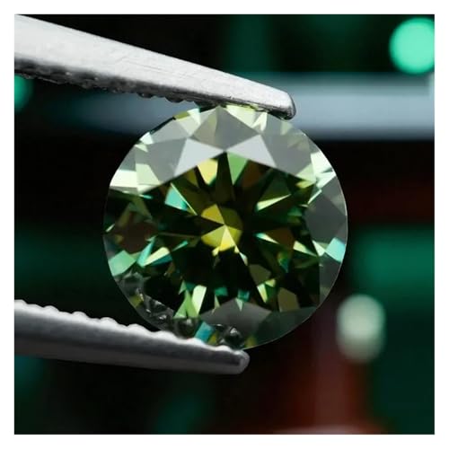 Moissanite jaune vert taille ronde diamant de laboratoire - 3