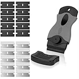 YJRUNFU スクレーパー ステッカーはがし シール剥がし プラスチックブレード10個、ステンレスブレード10個、ブレードカバー付き ガラススクレーパー ポケットスクレーパー 安全スクレーパー 汚れ落とし ステッカー/シール/ラベル/接着剤剥がし 染み抜き クリーニング (グレー)