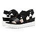 DREAM PAIRS Women’s Open Toe Ankle Strap Platform Wedge Sandals,Size 9,Black,CHARLIE-5