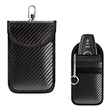 CCHRN 2 PCS Faraday Pouch for Car Keys, Anti-Theft Carbon Fiber Key Fob Protector with Sticky Fastener, Durable RFID Signal Blocking Faraday Cage Key Fob Case, Car Accessories (Medium)