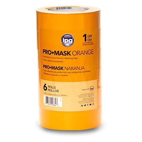 IPG - PG505-36 ProMaskOrange Contractor Grade Painter's Masking Tape, 1.41" x 60 yd, Orange (6 Pack) Cover