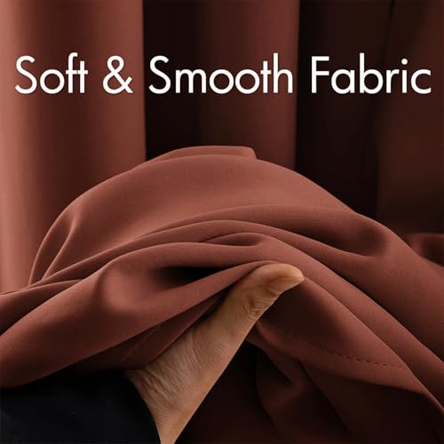 Image of MIULEE Caramel Blackout Bedroom Curtains Drapes 84 Inch Long 52 inchx84 inch | Grommet Top, Room Darkening Window Drapes, Privacy Protection, Thermal Insulated, Heat Blocking, Light Blocking